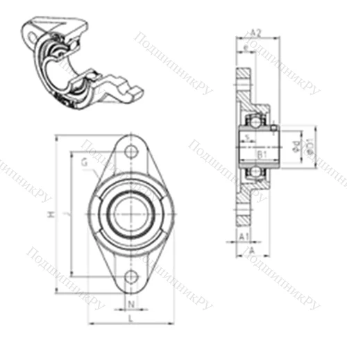 Подшипниковый узел шариковый радиальный UCFL 208 от производителя  SNR Подшипниковый узел шариковый радиальный UCFL 208 от производителя  SNR