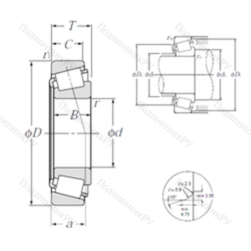 Подшипник роликовый радиально-упорный 4T-LM 300849/LM 300811 от производителя  NTN Подшипник роликовый радиально-упорный 4T-LM 300849/LM 300811 от производителя  NTN