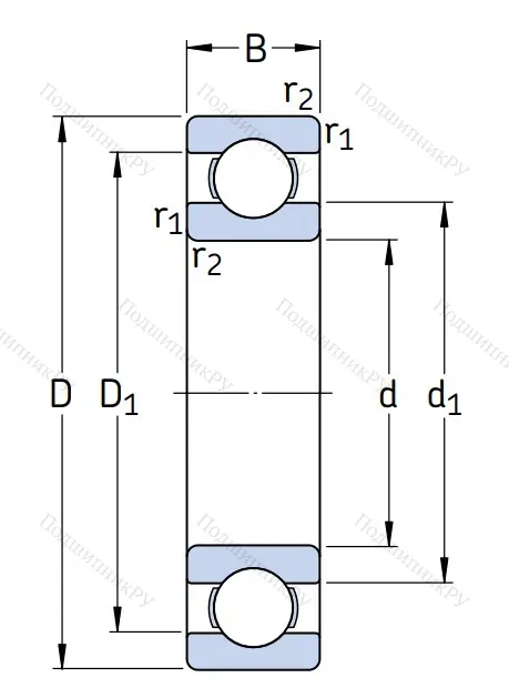 Однорядный шариковый подшипник 6405 C 3