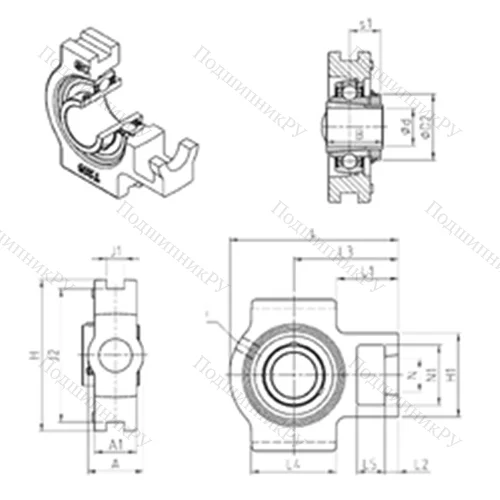 Подшипниковый узел шариковый радиальный UKT 207H