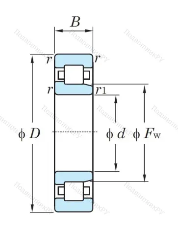 Роликовый цилиндрический подшипник NJ 2312 от производителя  KOYO