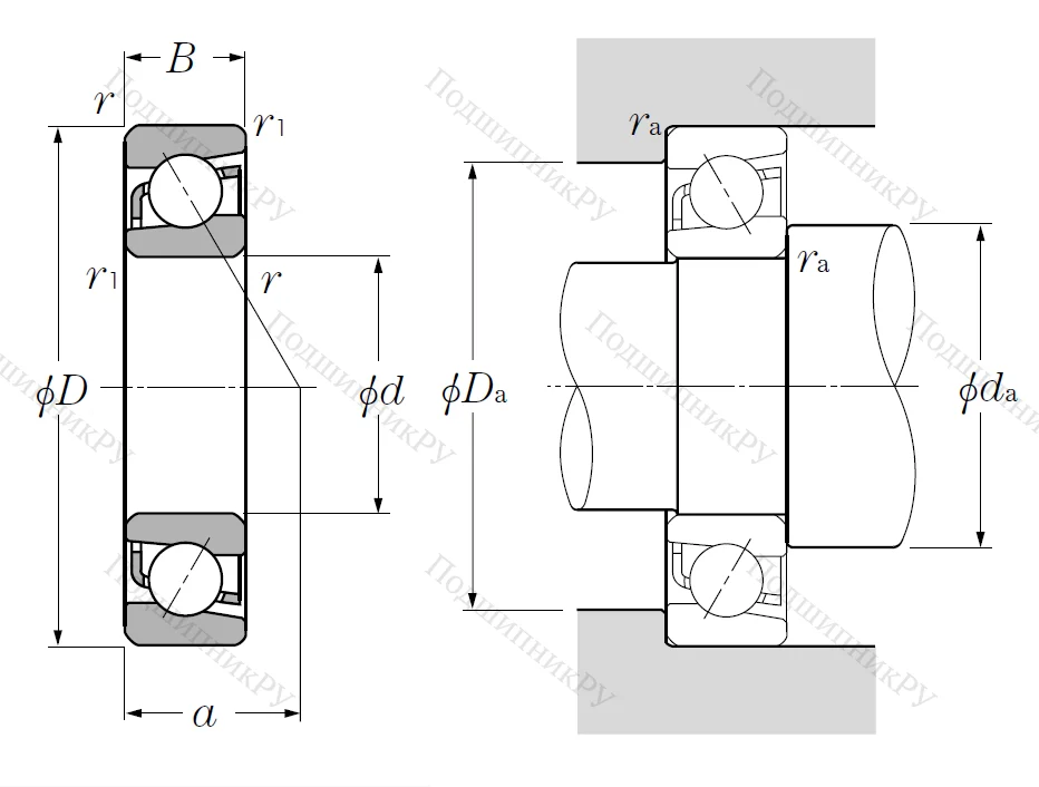 Однорядный шариковый подшипник 7012
