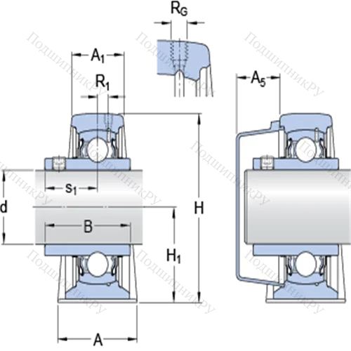 Стационарные подшипниковые узлы типа Y (литой корпус, крепление стопорными винтами) SY 1.3/4 TF