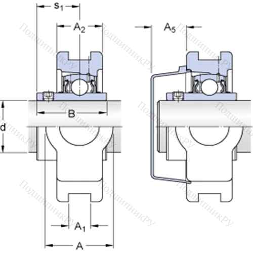 Натяжные подшипниковые узлы типа Y (литой корпус, крепление стопорными винтами) TU 2. TF
