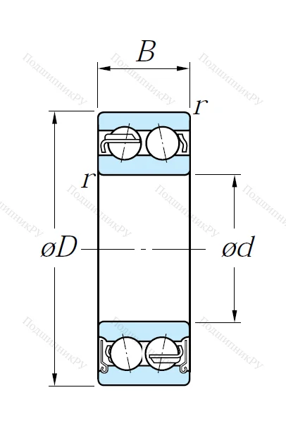 Двухрядный шариковый подшипник 5210 ZZ