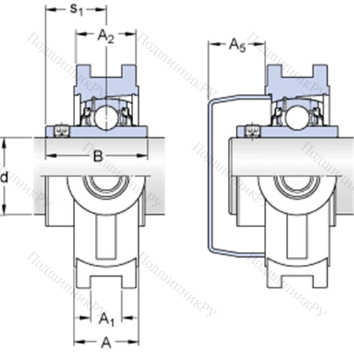 Натяжные подшипниковые узлы типа Y (литой корпус, крепление стопорными винтами) TUWK 25 LTA