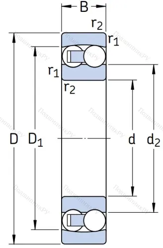 Двухрядный шариковый подшипник 2312 от производителя  SKF