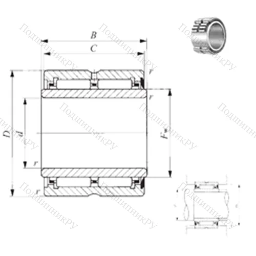 Подшипник игольчатый радиальный NA 69/32U