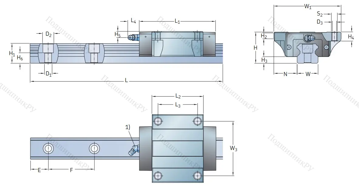 Профильная рельсовая направляющая LLTHS 25 R 1 T 1 220 P 3 E=0 (M/P 011515) в Чебоксарах