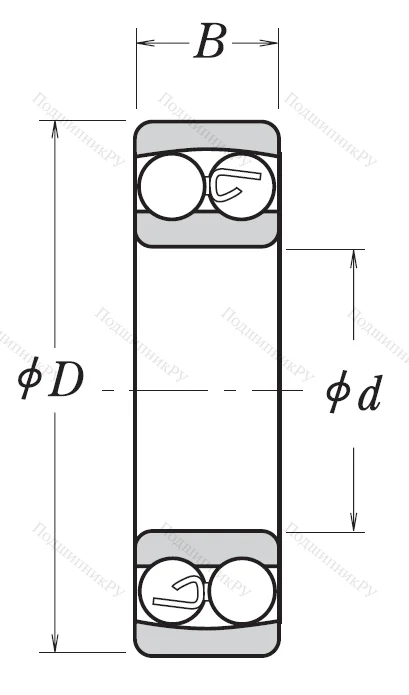 Двухрядный шариковый подшипник 1307