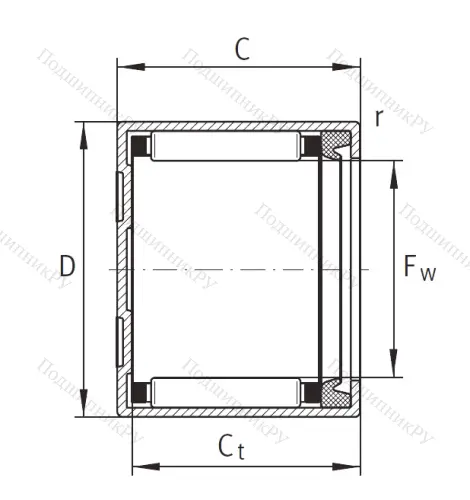 Игольчатый подшипник BK 1414 RS L 271 от производителя  INA