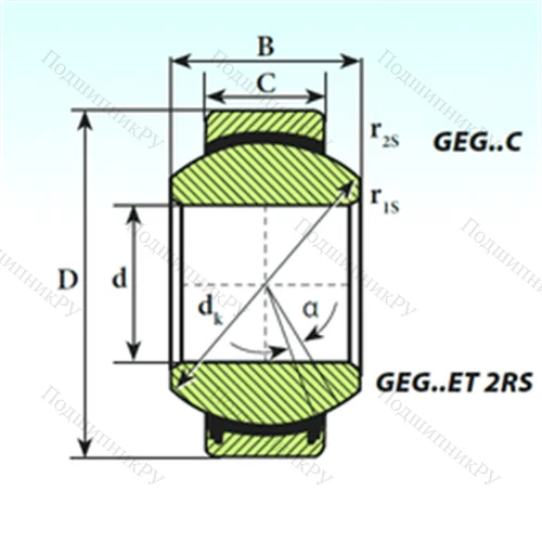 Подшипник скольжения сферический GEG 8 C от производителя  ISB