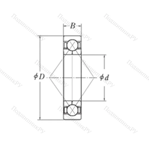 Подшипник шариковый радиально-упорный с четырёхточечным контактом QJL 1.3/8
