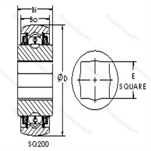 Подшипники шариковые радиальные с квадратным отверстием SQ 208-102X от производителя  AST