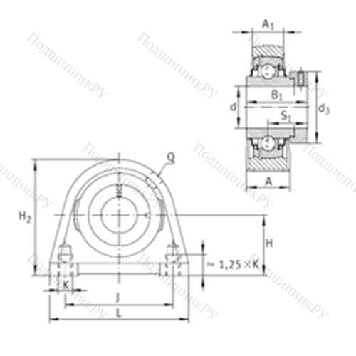 Подшипниковый узел шариковый радиальный RSHE 55