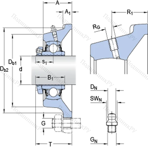 Фланцевые подшипниковые узлы типа Y (корпус типа Y-TECH, квадратный фланец, крепление стопорными винтами) FY 1.1/2 LF/AH