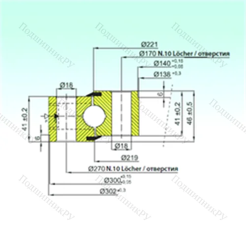 Подшипник шариковый опорно-поворотный NB 1.20.0220.200-1PPN от производителя  ISB