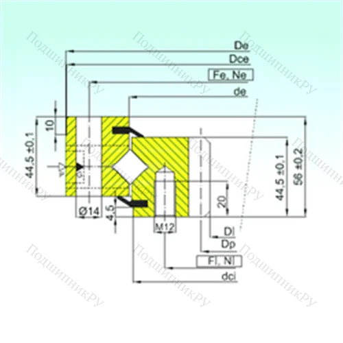 Подшипник роликовый опорно-поворотный ZR 1.14.0944.200-1SPTN