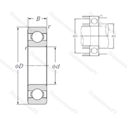 Подшипник шариковый радиальный 6808 от производителя  NTN