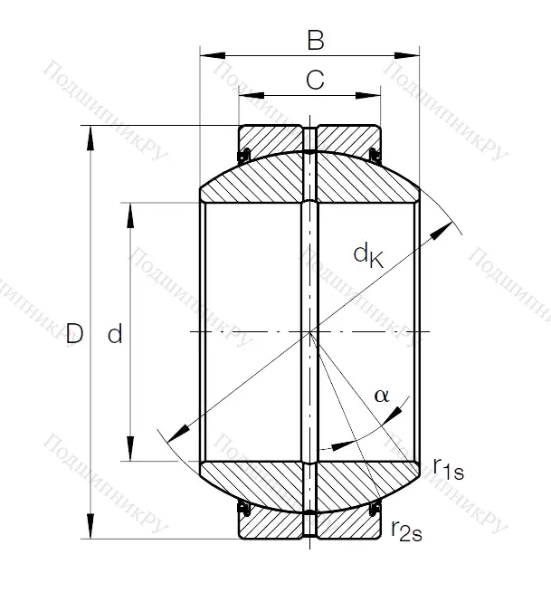 Шарнирный подшипник GE 40 FO 2RS от производителя  INA