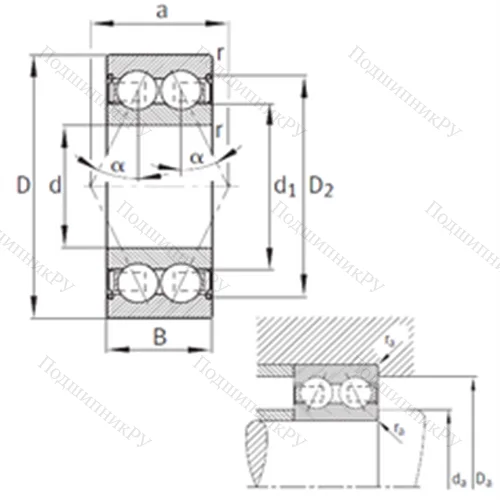 Подшипник шариковый радиально-упорный 3307-B-2Z-TVH