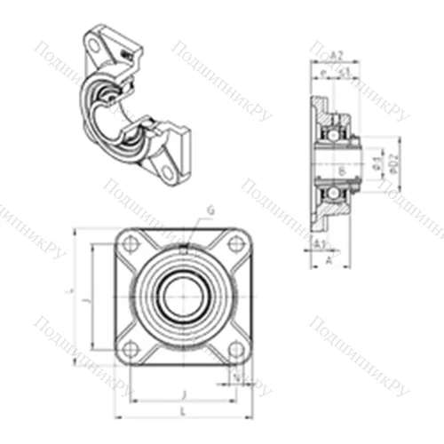 Подшипниковый узел шариковый радиальный UKF 320H