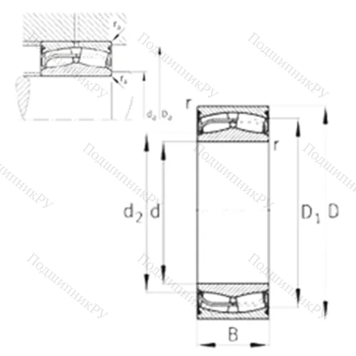 Подшипник роликовый радиальный самоцентрирующийся 24028-E 1-2VSR-H 40