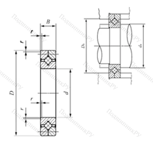 Подшипник роликовый упорно-радиальный с четырехточечным контактом CRB 8016 UU
