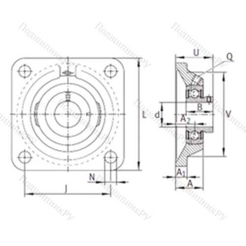 Подшипниковый узел шариковый радиальный PCJY 45