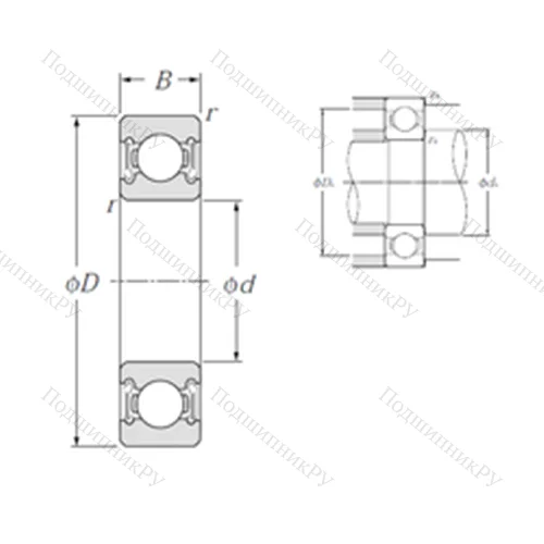 Подшипник шариковый радиальный 6705LLF от производителя  NTN Подшипник шариковый радиальный 6705LLF от производителя  NTN
