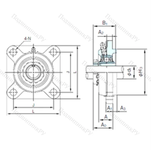 Подшипниковый узел шариковый радиальный UKFS 322+H 2322