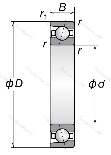 Однорядный шариковый подшипник 7206 AW от производителя  NSK