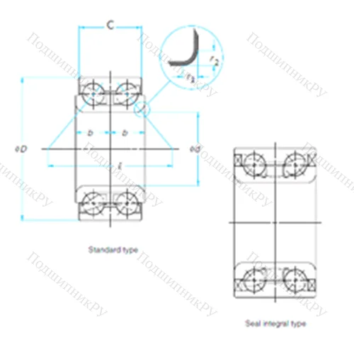 Подшипник шариковый радиально-упорный DAC 37720033 от производителя  ISO Подшипник шариковый радиально-упорный DAC 37720033 от производителя  ISO