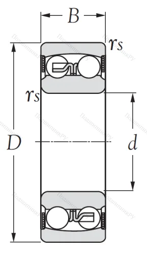 Двухрядный шариковый подшипник 2208 2RS от производителя  KSM