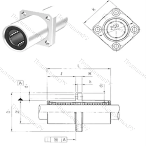 Подшипник шариковый линейный LMEKM 20UU от производителя  Samick