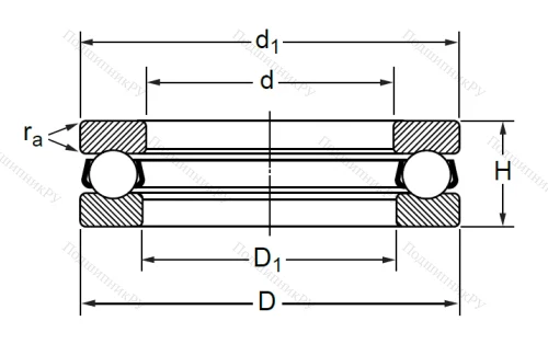 Упорный шариковый подшипник 8105 (51105) в Чебоксарах