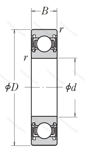 Однорядный шариковый подшипник 6805 DD