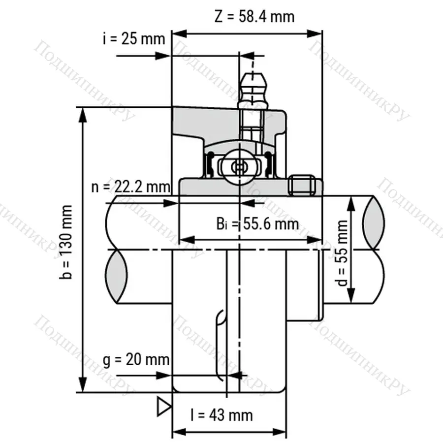 Подшипниковый узел UCFL 211 - Вал: 55 мм