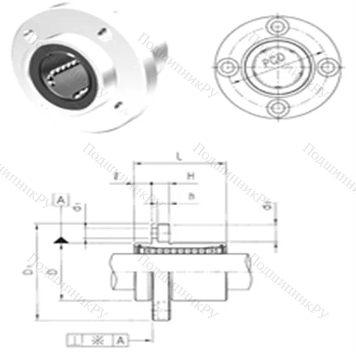 Подшипник шариковый линейный LMFP 20 от производителя  Samick