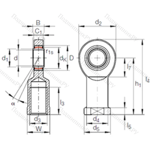 Подшипник скольжения сферический GIR 35 UK-2RS от производителя  INA