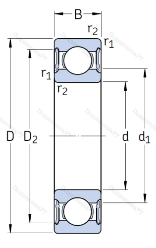 Однорядный шариковый подшипник 6014 2RS 1 от производителя  SKF