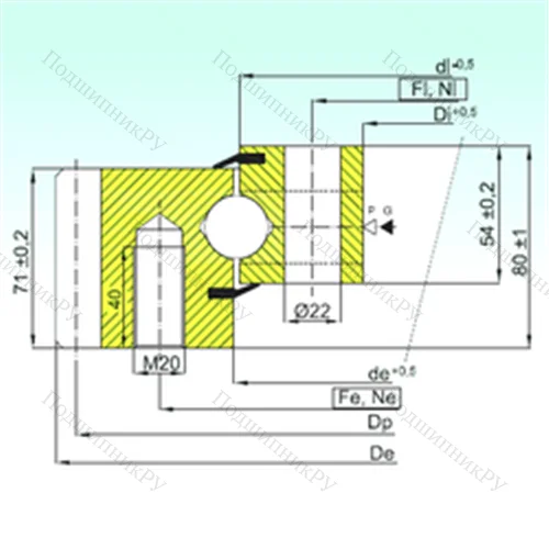 Подшипник шариковый опорно-поворотный EB 1.25.0855.200-1STPN от производителя  ISB