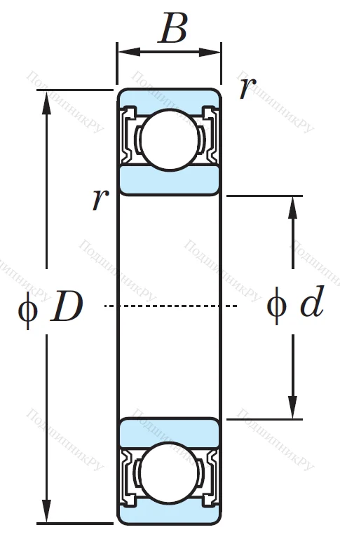 Однорядный шариковый подшипник 6014 2RS