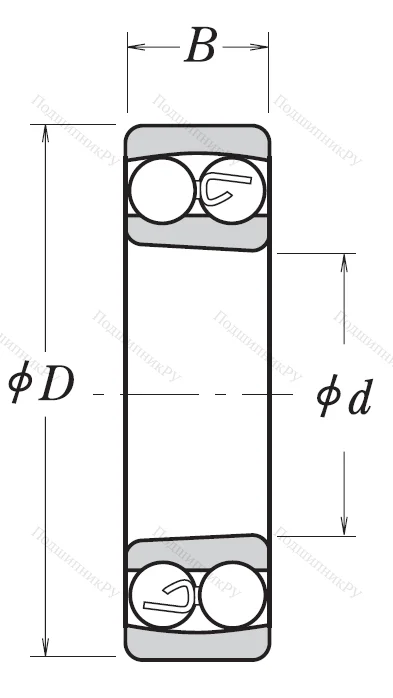 Двухрядный шариковый подшипник 2208 K 2RSTNG