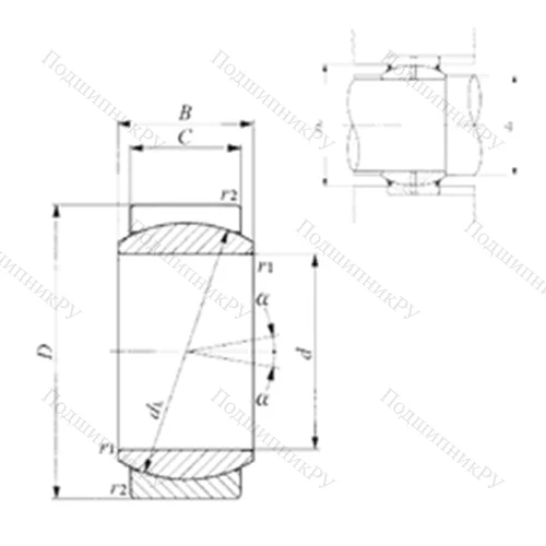 Подшипник скольжения сферический GE 6E от производителя  IKO