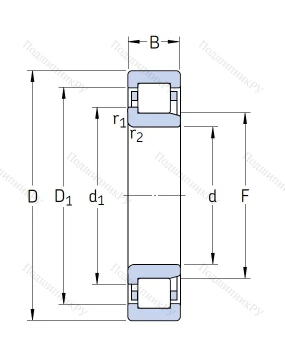 Роликовый цилиндрический подшипник NJ 310 ECM от производителя  SKF