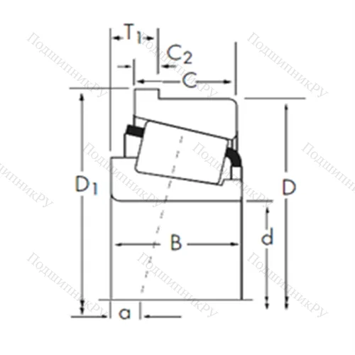 Подшипник роликовый радиально-упорный LM 67048/LM 67010-B от производителя  TIMKEN