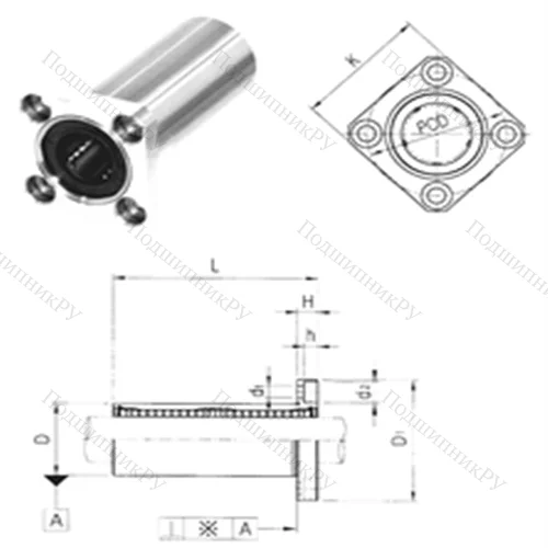 Подшипник шариковый линейный LMEK 20LUU от производителя  Samick