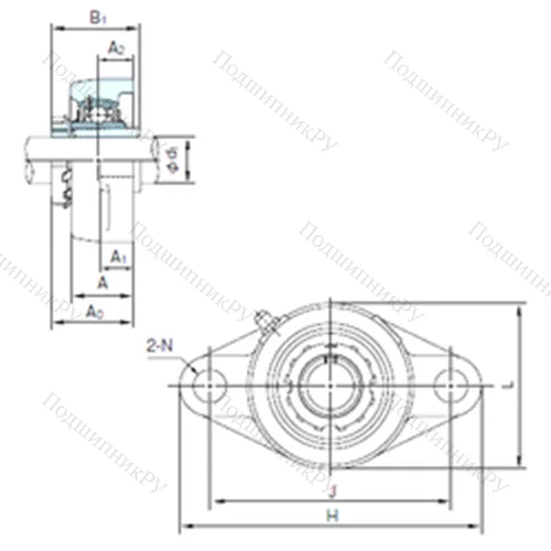 Подшипниковый узел шариковый радиальный UKFL 207+H 2307