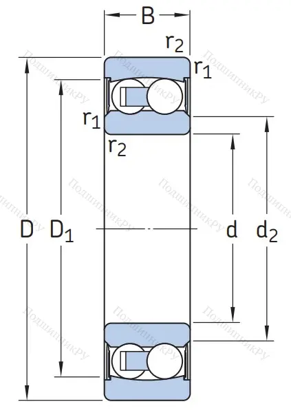 Двухрядный шариковый подшипник 2209 E-2RS 1TN 9